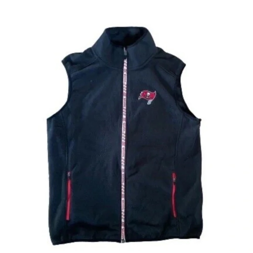 NFL Team Apparel Black Fleece Vest Zip Up Buccaneers Size L